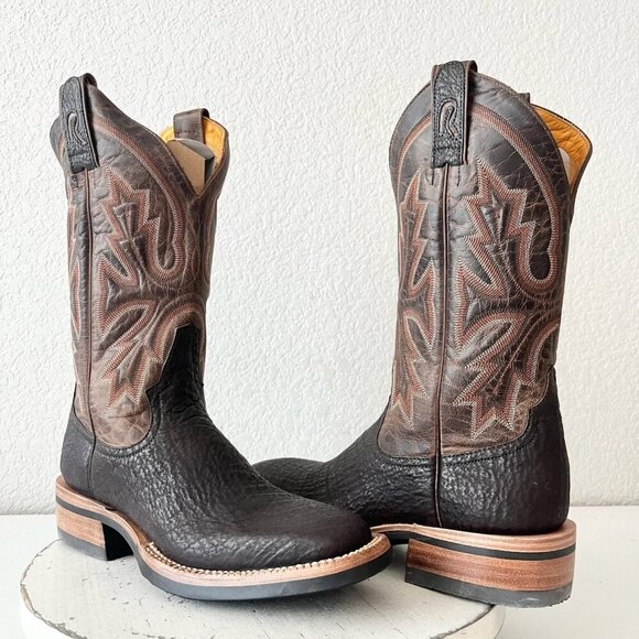 NEW Rod Patrick Mens Cowboy Boots 6.5 B Brown Shark Leather Western Square Toe - Picture 12 of 12